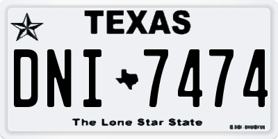 TX license plate DNI7474