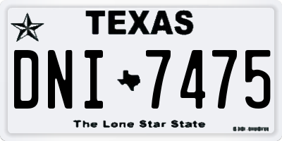 TX license plate DNI7475