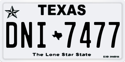 TX license plate DNI7477
