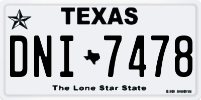 TX license plate DNI7478