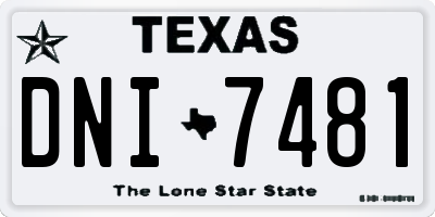 TX license plate DNI7481