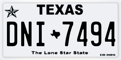 TX license plate DNI7494