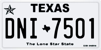 TX license plate DNI7501