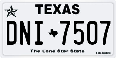 TX license plate DNI7507