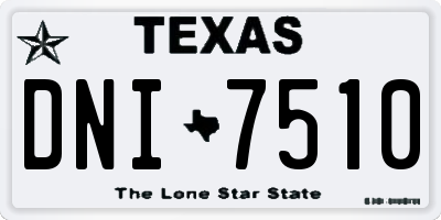 TX license plate DNI7510