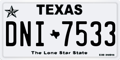 TX license plate DNI7533