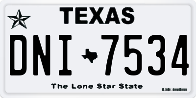 TX license plate DNI7534