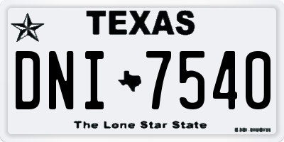 TX license plate DNI7540