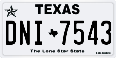 TX license plate DNI7543