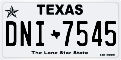 TX license plate DNI7545