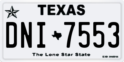 TX license plate DNI7553
