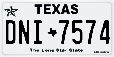 TX license plate DNI7574