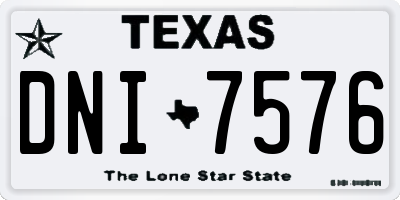 TX license plate DNI7576