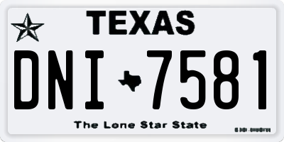 TX license plate DNI7581