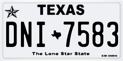 TX license plate DNI7583