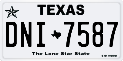 TX license plate DNI7587