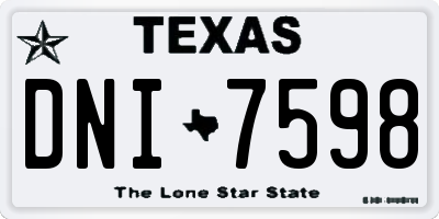 TX license plate DNI7598