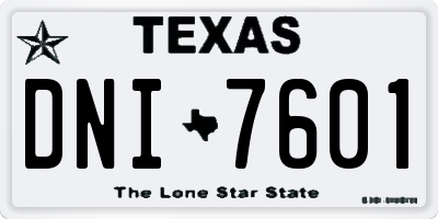 TX license plate DNI7601