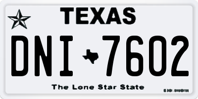 TX license plate DNI7602