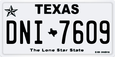 TX license plate DNI7609