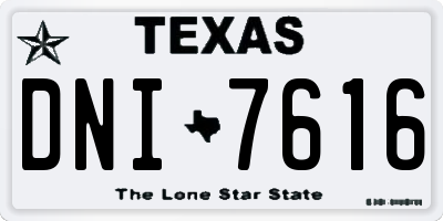 TX license plate DNI7616