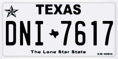 TX license plate DNI7617