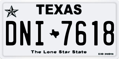 TX license plate DNI7618