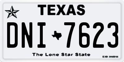 TX license plate DNI7623