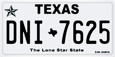 TX license plate DNI7625
