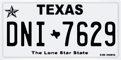 TX license plate DNI7629