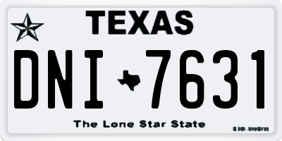 TX license plate DNI7631