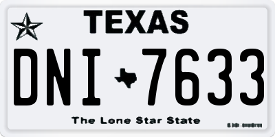 TX license plate DNI7633