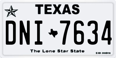 TX license plate DNI7634
