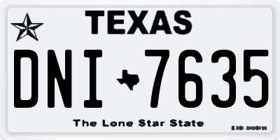 TX license plate DNI7635