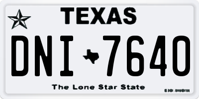 TX license plate DNI7640