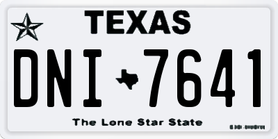TX license plate DNI7641