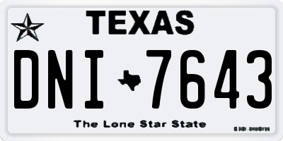 TX license plate DNI7643
