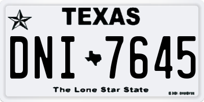 TX license plate DNI7645