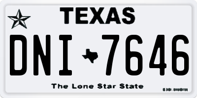 TX license plate DNI7646