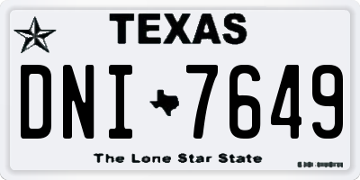 TX license plate DNI7649