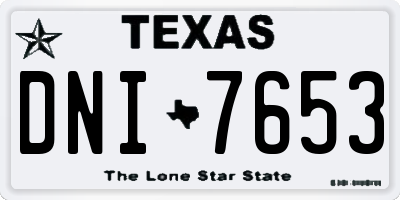 TX license plate DNI7653