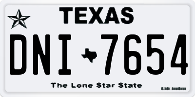 TX license plate DNI7654