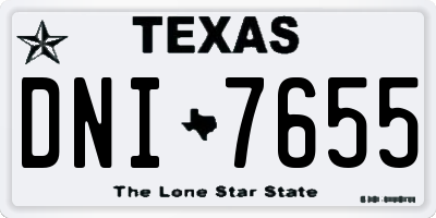 TX license plate DNI7655