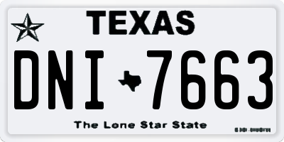 TX license plate DNI7663
