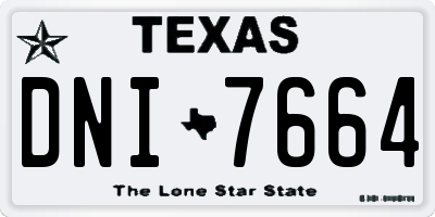 TX license plate DNI7664