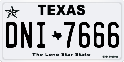 TX license plate DNI7666