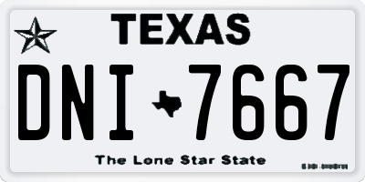 TX license plate DNI7667