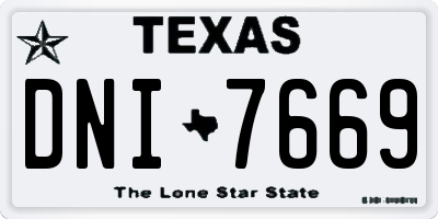 TX license plate DNI7669