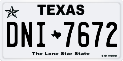 TX license plate DNI7672