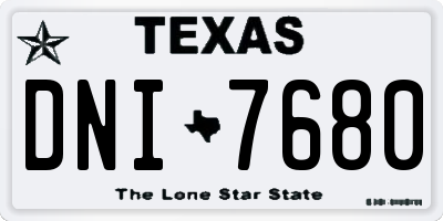 TX license plate DNI7680